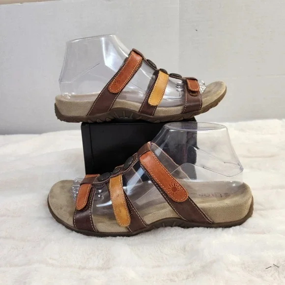 Taos Ramy Willow Leather Sandals Womens 8 EU 39 Brown Red Casual Slide Shoe - Picture 3 of 14